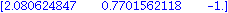 matrix([[2.080624847, .7701562118, -1.]])