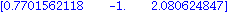 matrix([[.7701562118, -1., 2.080624847]])